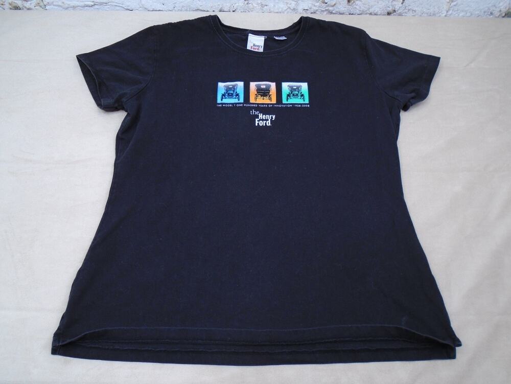 Womens Henry Ford Museum Graphic T Shirt Black Size XL Cars Art
